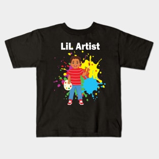 Lil artist cute little boy painting for little artists Kids T-Shirt